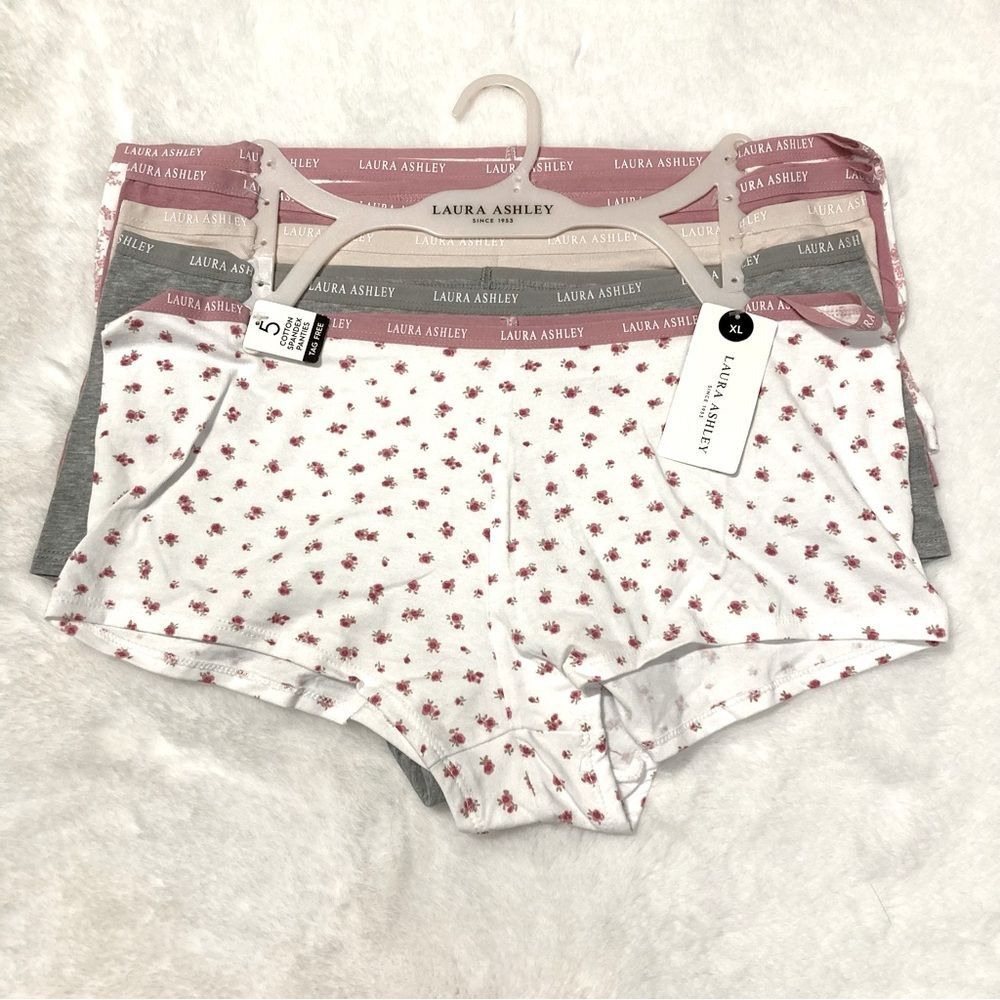 NWT Laura Ashley Boyshort Panties XL Boy Short Cottagecore Pink White